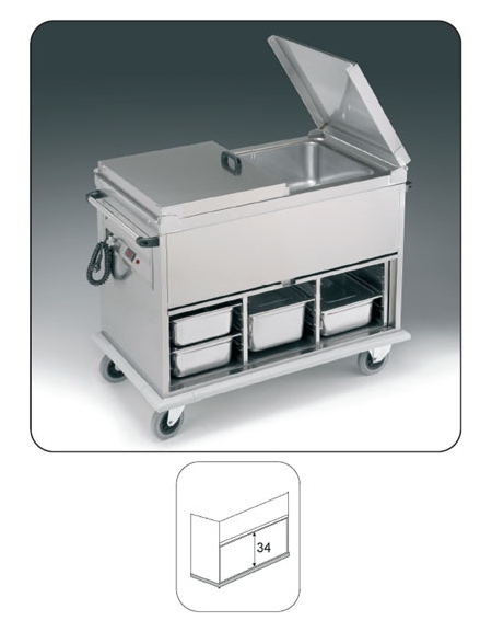 Carrello termico armadiato con coperchi Capacità 3 x 1/1 GN