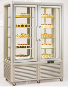 Vetrina refrigerata verticale doppia  +4 / +10°C. per pasticceria con ripiani a filo grigliati - cm 127x69x182h