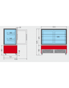 VETRINA PASTICCERIA VETRI DRITTI VENTILATA Dimensioni: larghezza mm.1347, profondità mm.721, altezza mm.1370.