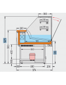 Vetrina fredda vetri alti dritti Dimensioni: larghezza mm.1480, profondità mm.974, altezza mm.1270.