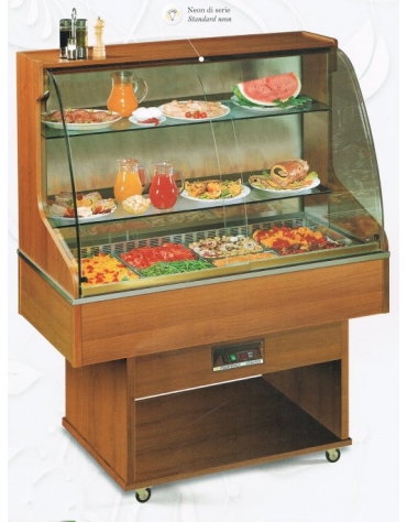 Carrello refrigerato in legno statico Dimensioni: larghezza mm.1423, profondità mm.750, altezza mm.1750.