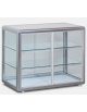 Vetrinetta espositiva neutra colore argento con porte basculanti self service - 3 ripiani - mm 900x543x715h