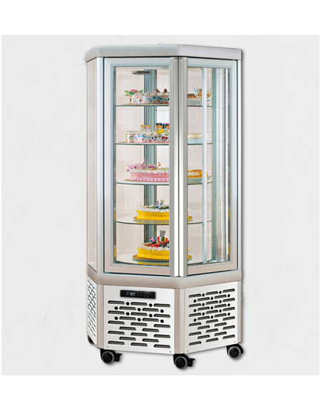 Vetrina espositiva verticale refrigerata. Adatta per pasticceria e gastronomia mm  770x685x1540h