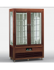 Vetrina espositiva verticale refrigerata +4° +10° C, in legno colore noce con ripiani in cristallo - mm 1142x660x1850h