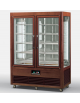 Vetrina espositiva verticale refrigerata +4° +10° C, in legno colore noce, con ripiani a griglia - mm 1350x730x1810h