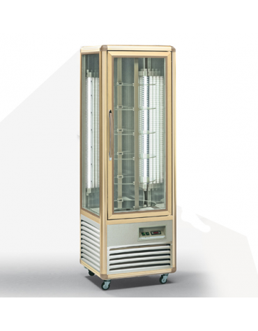 Vetrina espositiva verticale refrigerata con ripiani rotanti in vetro mm 595x658x1810h
