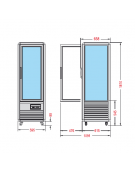 Vetrina espositiva verticale refrigerata con ripiani rotanti in vetro mm 595x658x1810h