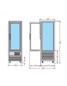 Vetrina espositiva verticale refrigerata con ripiani in cristallo mm 595x658x1810h