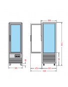 Vetrina espositiva verticale refrigerata con ripiani in cristallo. Adatto per il cioccolato mm 595x658x1810h