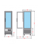 Vetrina espositiva verticale refrigerata con ripiani a griglie - temperatura combinata mm 595x658x1810h