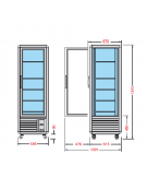 Vetrina espositiva verticale refrigerata con ripiani a griglie mm 595x658x1810h