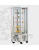 Vetrina espositiva verticale esagonale refrigerata con ripiani rotanti in vetro ventilata no-frost +5°18°C mm 912x815x1780