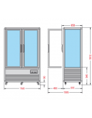 Vetrina espositiva verticale refrigerata con ripiani rotanti in vetro mm 1150x660x1810h