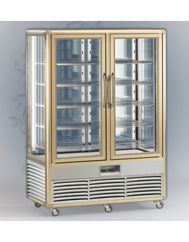 Vetrina espositiva verticale refrigerata con ripiani a griglie mm 1350x770x1810h