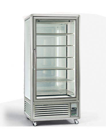 Vetrina espositiva verticale refrigerata con ripiani a griglie mm 900x690x1900h