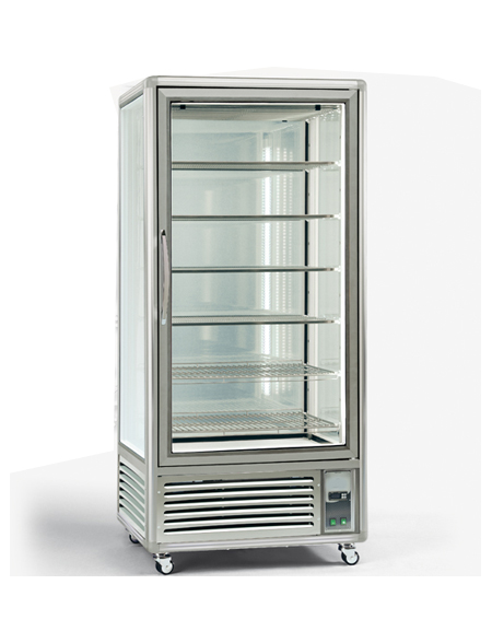 Vetrina espositiva verticale refrigerata con ripiani a griglie mm 900x690x1900h