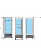 Vetrina espositiva verticale refrigerata con struttura a vetro - ripiani in cristallo. Adatta per cioccolato mm 710x700x1910h