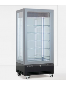 Vetrina espositiva verticale refrigerata con struttura a vetro portante e ripiani in cristallo mm  910x700x1910h