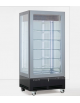 Vetrina espositiva verticale refrigerata +4° +10° C, struttura a vetro portante e ripiani cristallo- 650 Litri - mm  910x700x191