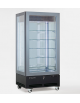 Vetrina espositiva verticale refrigerata singola, struttura a vetro portante e ripiani in cristallo mm 910x700x1910h