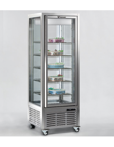 Vetrina espositiva verticale refrigerata con ripiani a cristalli mm 700x680x1910h