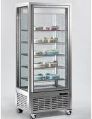 Vetrina espositiva verticale refrigerata con ripiani a griglie. Adatta per gelateria mm 800x680x1910h