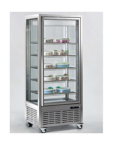 Vetrina espositiva verticale refrigerata con ripiani a griglie. Adatta per gelateria mm 800x680x1910h