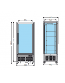 Vetrina espositiva verticale refrigerata con ripiani a griglie. Adatta per gelateria mm 800x680x1910h