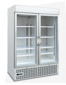Vetrina espositiva verticale doppia porta refrigerata -18° -24° C - ripiani a griglie - mm 1370x700x2000h