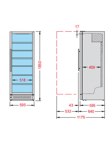 Bottle Cooler espositore refrigerato verticale per bibite, mm 595x640x1850h