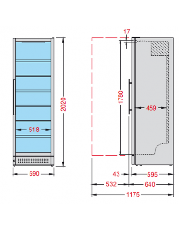 Bottle Cooler espositore refrigerato verticale per bibite, mm 590x640x2020h