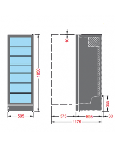 Bottle Cooler espositore refrigerato verticale per bibite, mm 595x595x1850h
