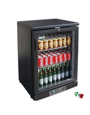 Frigo orizzontale con anta a  battente, realizzato esternamente in acciaio verniciato nero, mm 602x535x920h