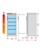 Cantinetta per vini statica, temperatura +6° +16° C  mm 595x595x1550h