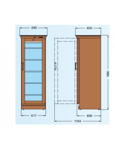 Cantinetta per vini statica, temperatura +6° +16° C mm 695x650x1880h