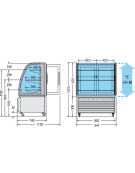 Vetrina espositiva orizzontale refrigerata temperatura +3° +10° C, mm 947x749x1370h