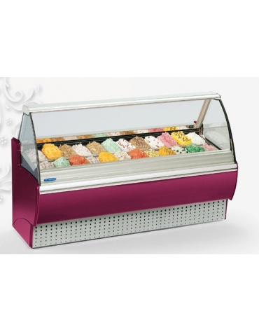 Vetrina Refrigerata per Gelato CM Temperatura -16°/-18°C Capacità 24 vaschette mm 2170x1150x1370h