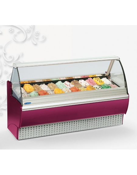 Vetrina Refrigerata per Gelato Temperatura -16°/-18°C Capacità 12+12 Vaschette mm 2170x1150x1370h