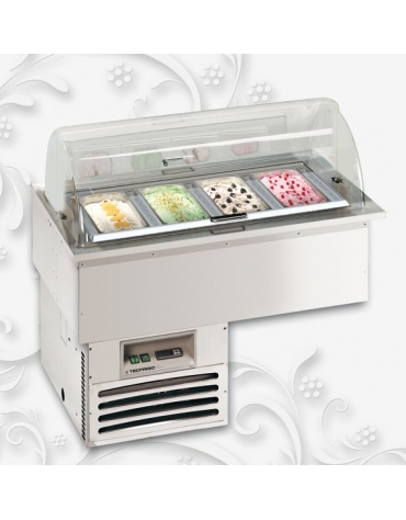 Vasca Refrigerata da Incasso per Gelato Tec - Temperatura 12°/-14°C - Capacità 4 Vaschette - mm 945x580x820h