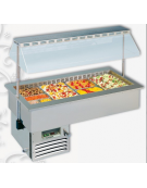 Vasca da incasso refrigerata -  gastronomia 3 vasche Gn1/1 con copertura mobile mm L1122xP792xH562