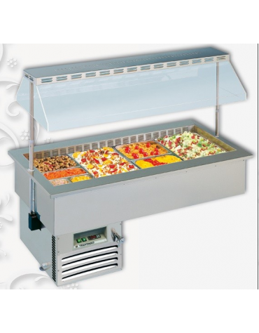 Vasca da incasso refrigerata -  gastronomia 3 vasche Gn1/1 con copertura mobile mm L1122xP792xH562