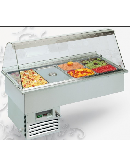 Vasca da incasso refrigerata gastronomia capacità 4 vasche Gn1/1 mm L1422xP792xH562 Vasca da incasso refrigerata gastronomia capacità 4 vasche Gn1/1 mm L1422xP792xH562