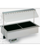 Vasca da incasso drop in calda +30°+90°C-Cupola in plexiglas e sollevamento automatico-Piastre in vetroceramica-cm 144,2x75x102h