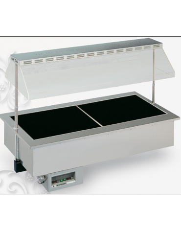 Vasca da incasso  drop in con copertura in plexiglas e sollevamento automatico - Piastre in vetroceramica - mm L2062xP750xH1024