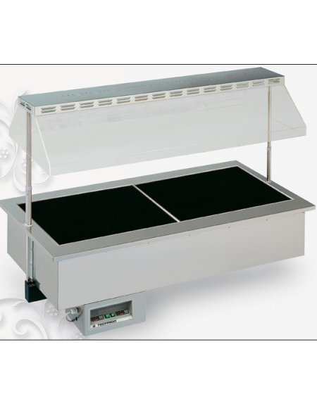 Vasca da incasso  drop in con copertura in plexiglas e sollevamento automatico - Piastre in vetroceramica - mm L2062xP750xH1024