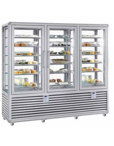 VETRINA GELATERIA TRIPLA VERTICALE STATICA 3 PORTE CON 2 MOTORI CM 205X62X186H