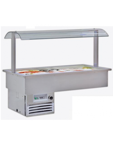 Vasca espositiva da incasso refrigerata per pesce o carne mm 1422x750x1154h