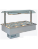Vasca espositiva da incasso riscaldata Bagnomaria con vaschette GN per gastronomia mm 1422x750x1004h