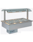 Vasca espositiva da incasso riscaldata con piastre in vetroceramica per gastronomia mm 1422x750x1004h