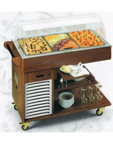 Carrello refrigerato per antipasti - refrigerazione statica cm 117x68x111h